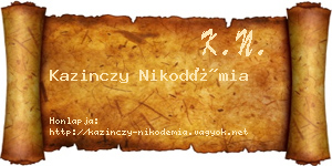Kazinczy Nikodémia névjegykártya
